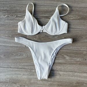 Hollister White Ribbed Underwire Bikini Set